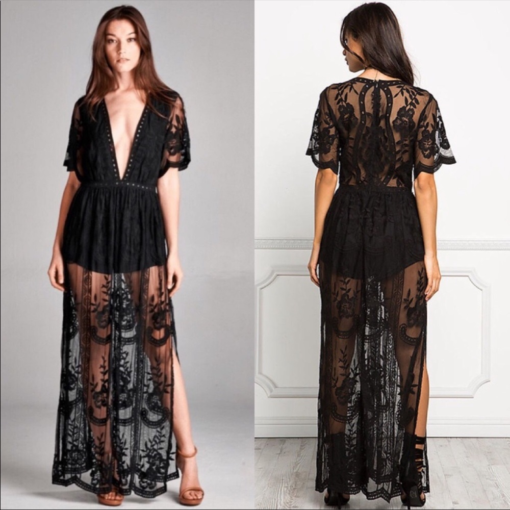 LACE MAXI ROMPER DRESS - Picture 7 of 8